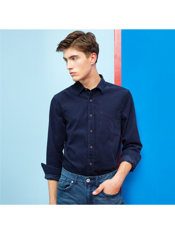 佐丹奴衬衫男装厚实纯棉灯芯绒长袖休闲衬衫01047625