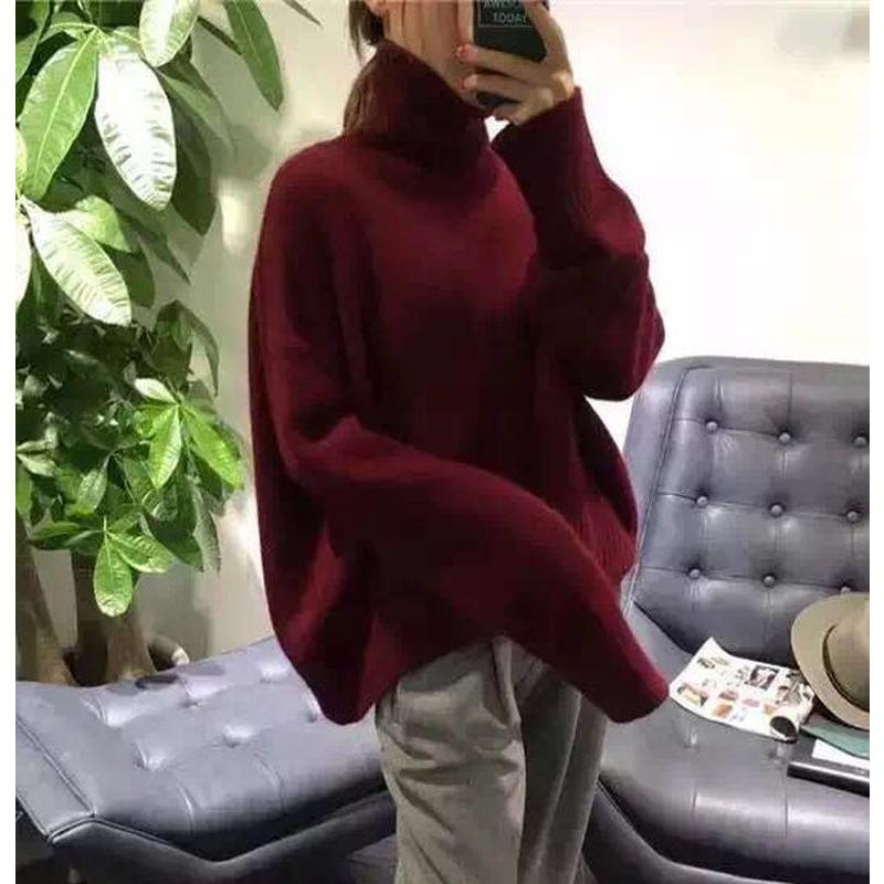 绒运利达羊绒衫女套头纯色廓形毛衣短款长袖宽松加厚针织