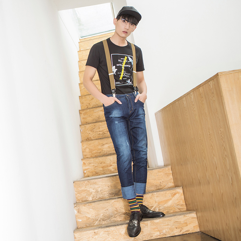 柒牌牛仔裤男装 夏商务时尚简约百搭牛仔长裤子修身长裤112S80350
