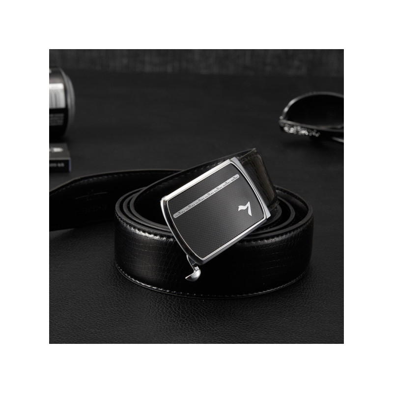 柒牌男士自动扣皮带曲面工艺宽幅牛皮腰带裤带青年休闲商务110p98180