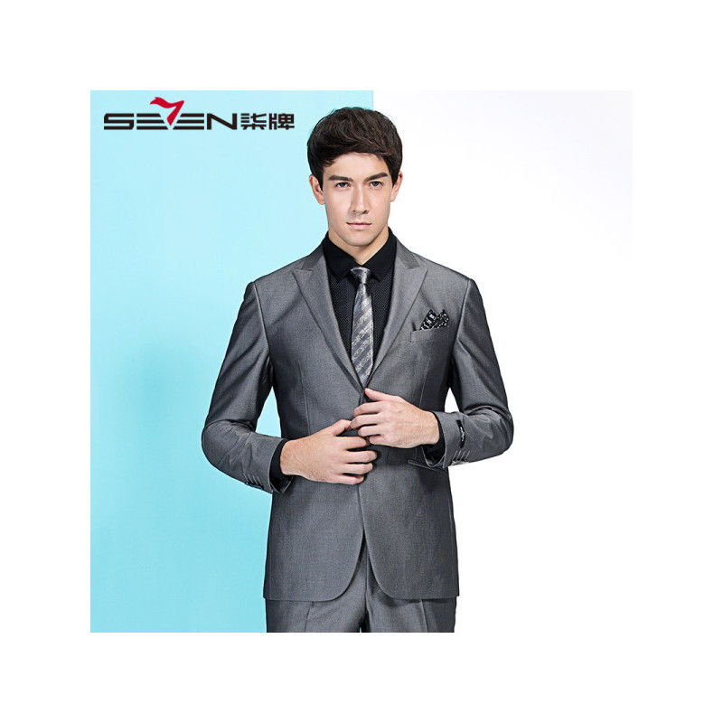 柒牌男装2017西服套装男士仿毛套装西装商务休闲时尚套西礼服704c1241