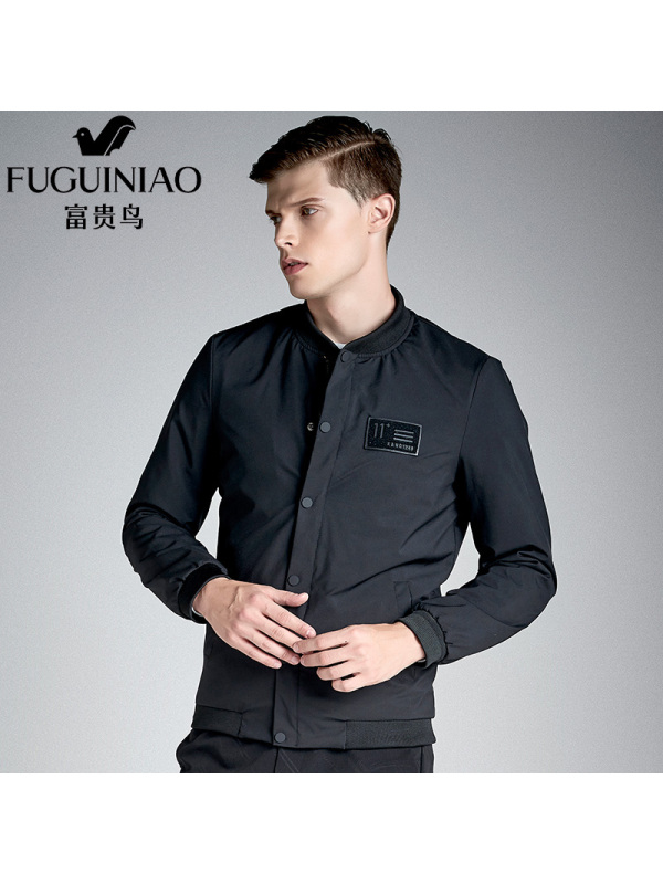 富贵鸟(FUGUINIAO)夹克男士立领外套2017新品修身棒球服潮 17121FG7006