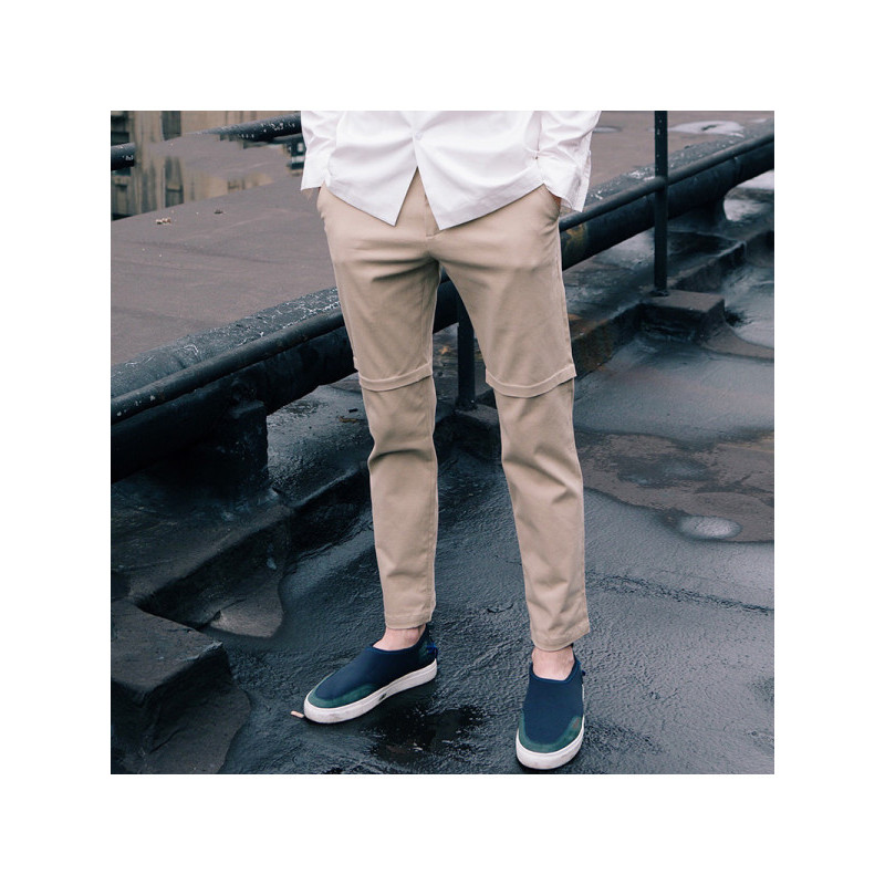 viishow秋休闲裤男青年小脚直筒裤水洗卡其裤长裤男潮裤子