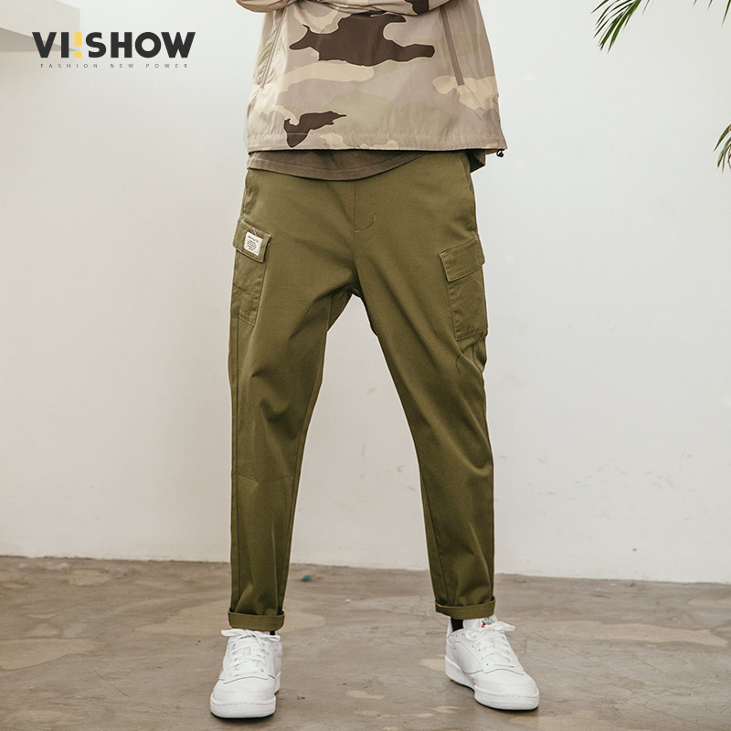 VIISHOW2018春季新款休闲裤男 多口袋工装长裤潮牌男士宽松裤子