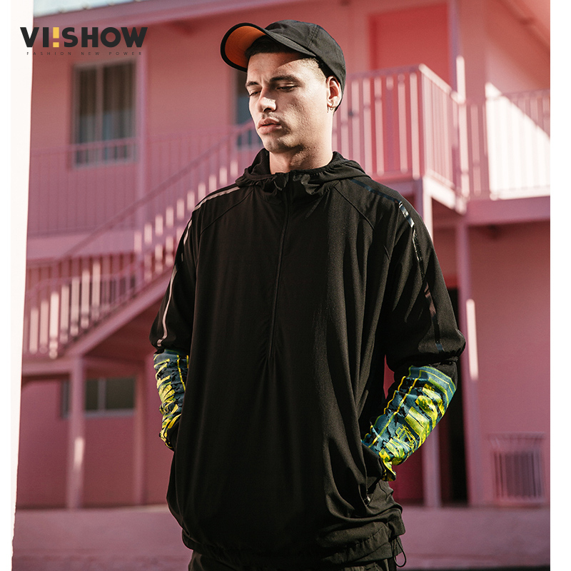 viishow春季夹克男连帽潮牌宽松外套男士韩版男生帅气