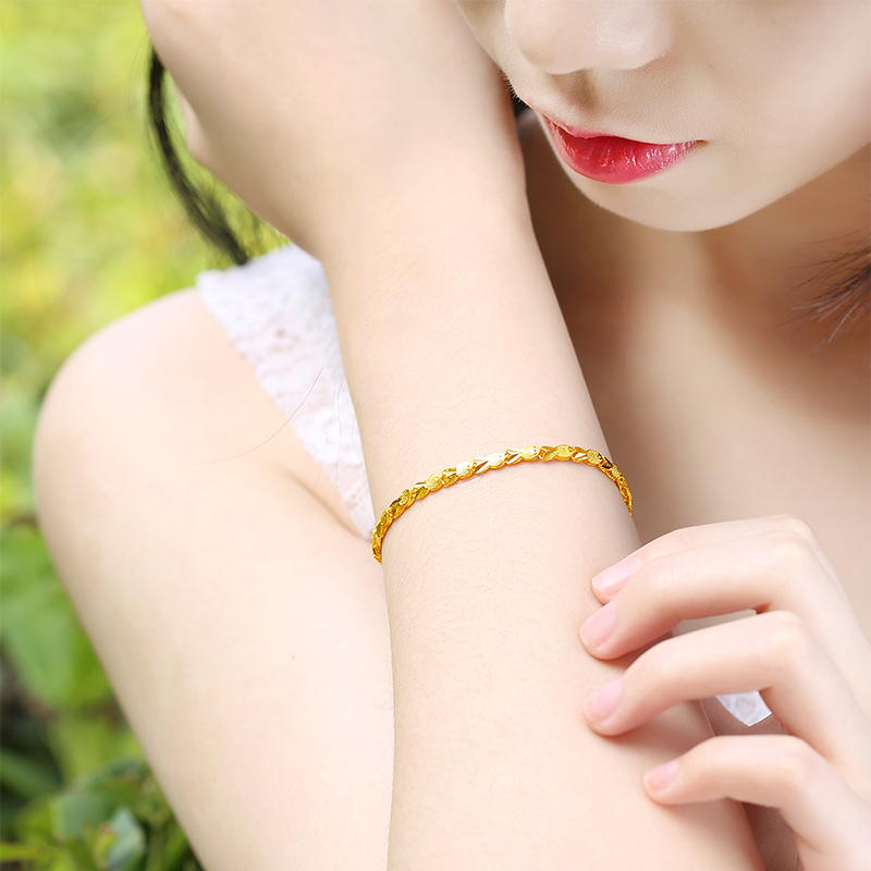 金利福珠宝 黄金手链999足金鱼型美妆手链女士女款时尚手链 F001234