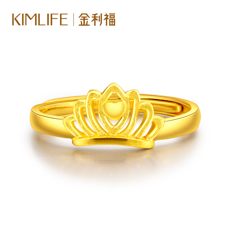 金利福珠宝 黄金戒指足金999心宠桂冠戒指女士女款时尚黄金足金女戒首饰配饰 F001685
