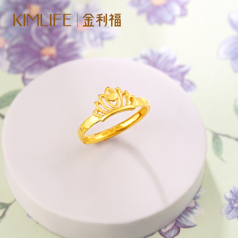 金利福珠宝 黄金戒指足金999心宠桂冠戒指女士女款时尚黄金足金女戒首饰配饰 F001685