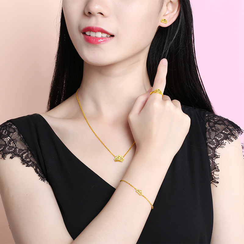 金利福珠宝 黄金戒指足金999心宠桂冠戒指女士女款时尚黄金足金女戒首饰配饰 F001685
