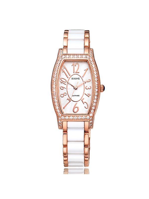 rhine莱茵手表链表陶瓷石英女表时尚个性女款腕表防水陶瓷石英女士