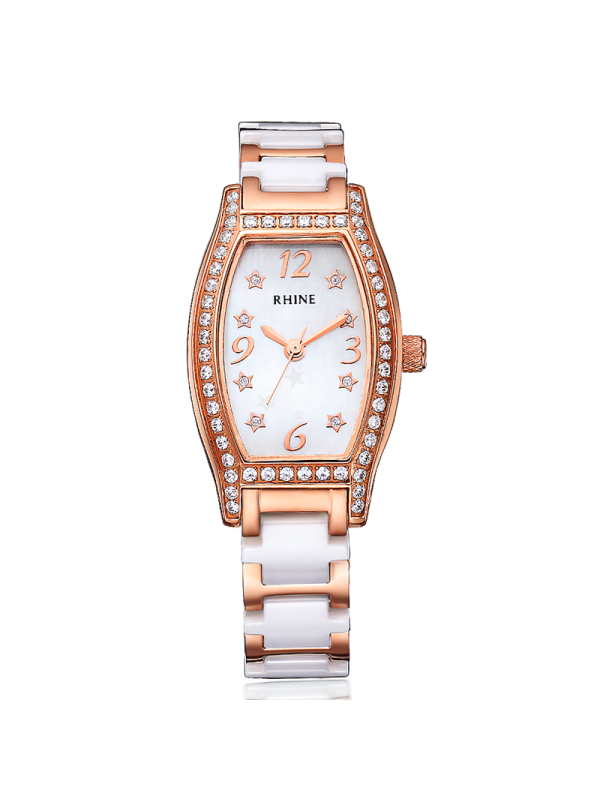 rhine莱茵手表链表陶瓷石英女表时尚个性女款腕表防水陶瓷石英女士