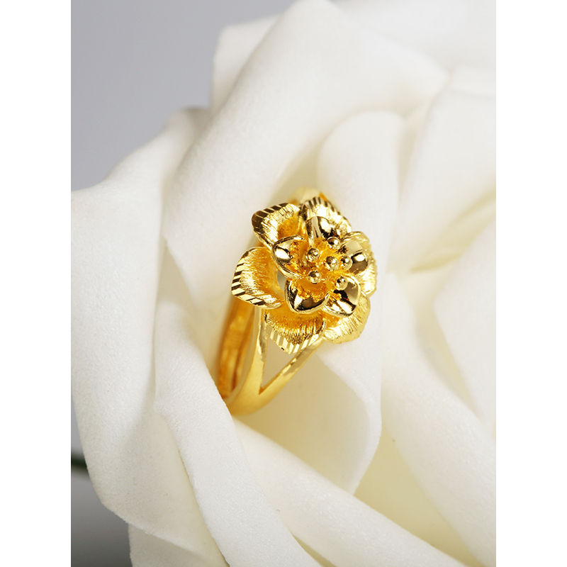 雅宝福黄金戒指足金999花形女士活口戒指