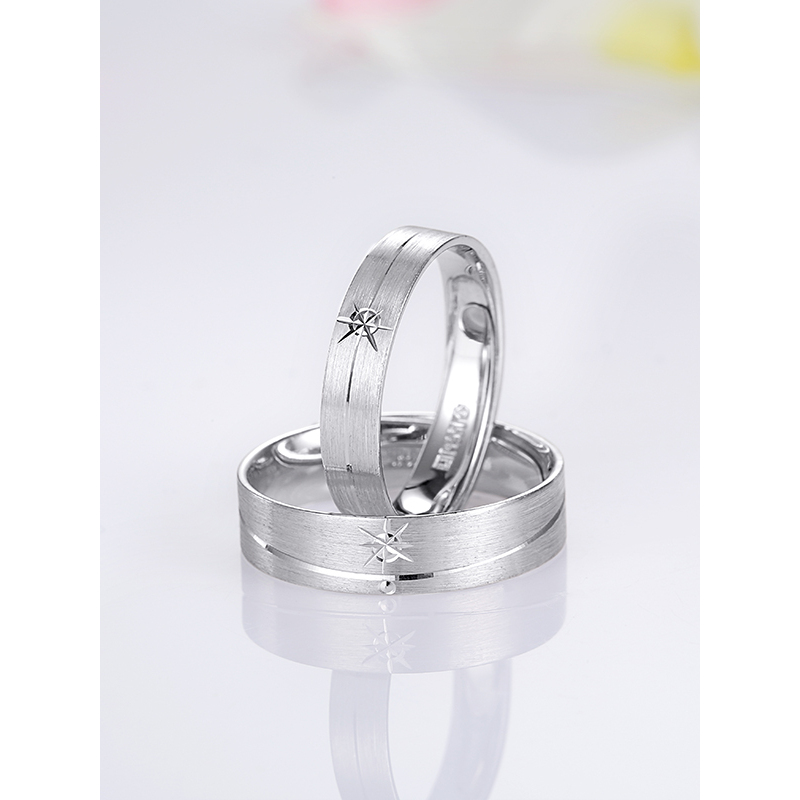 雅宝福pt950铂金戒指牵手铂金对戒情侣结婚戒指