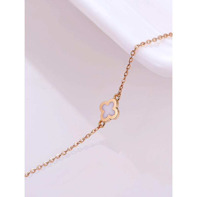 雅宝福18k金手链玫瑰金手链彩金手链四叶草女士手链