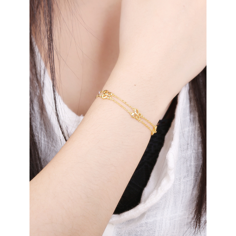 雅宝福 黄金手链 女士足金手链 蝴蝶爱情手链情