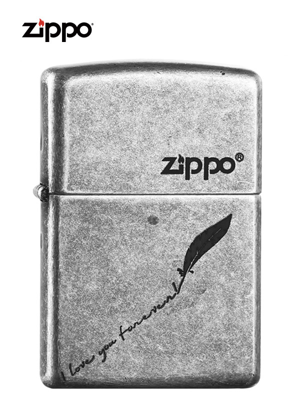 ZIPPO之宝121FBMP-仿古银鹅毛笔 防风打火机专柜正品