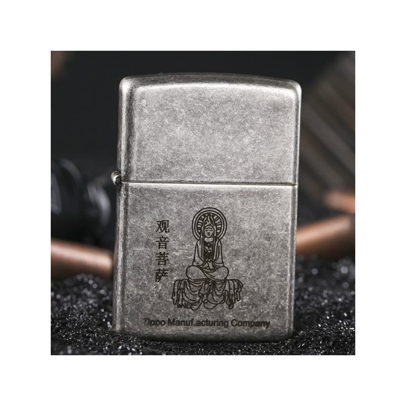 ZIPPO之宝121FBMP-仿古银观音菩萨 防风打火机专柜正品图片