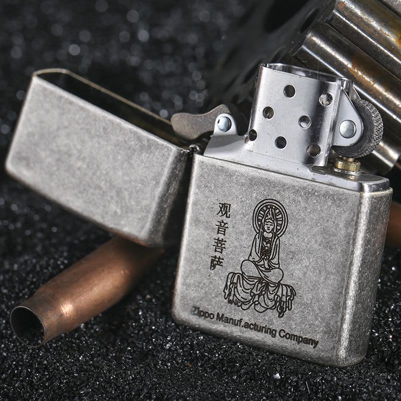 ZIPPO之宝121FBMP-仿古银观音菩萨 防风打火机专柜正品图片