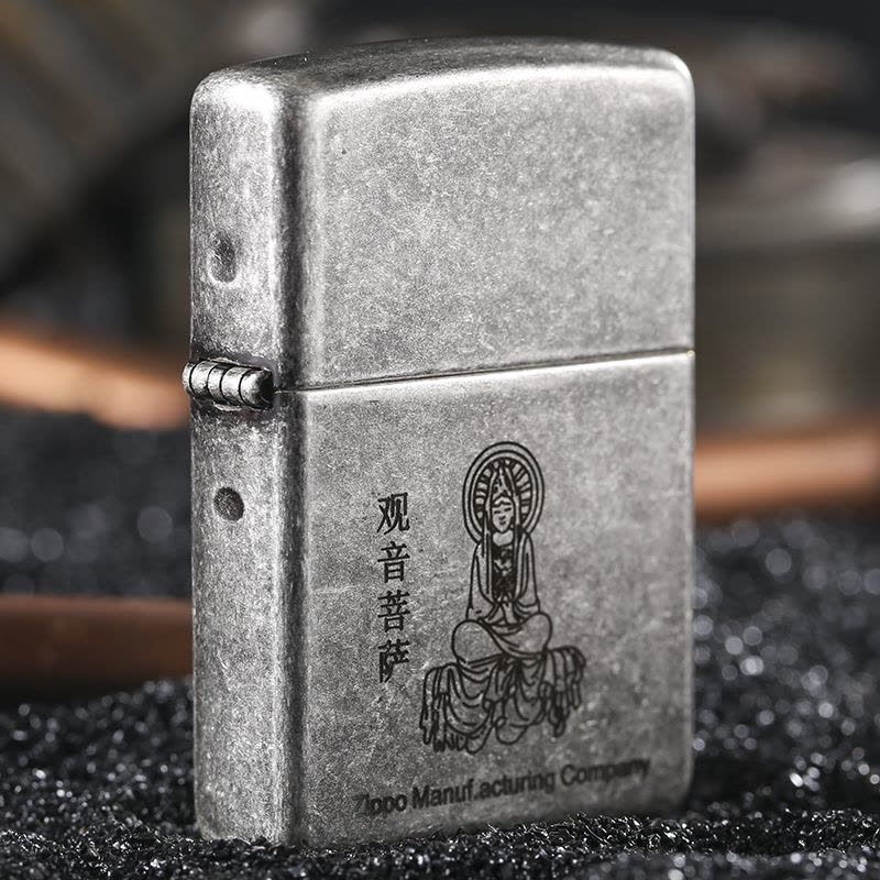 ZIPPO之宝121FBMP-仿古银观音菩萨 防风打火机专柜正品图片