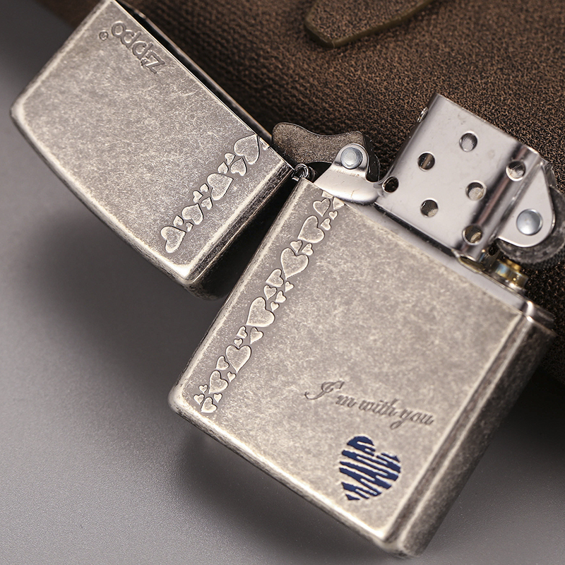 zippo之宝zbt18古银蓝心防风打火机专柜正版