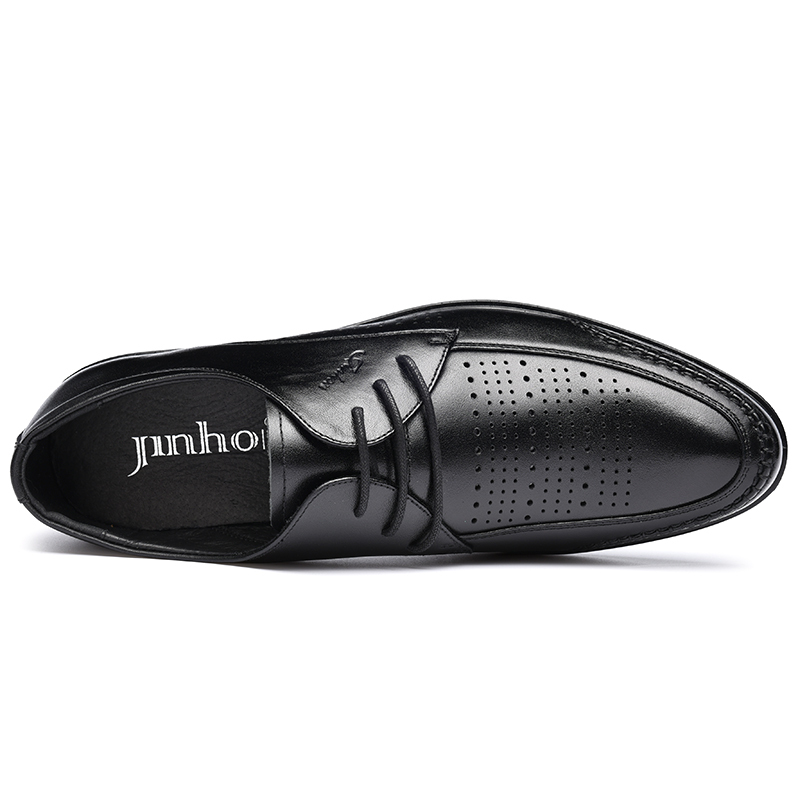 金猴（JINHOU）夏季男凉鞋凉皮鞋镂空牛皮男鞋 Q35068 黑色 39码