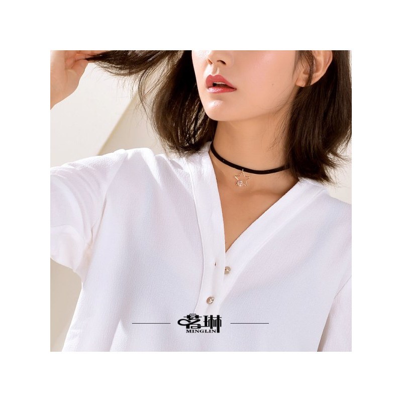 似念似恋颈链项链女简约韩国学生 锁骨链颈带吊坠 choker项圈