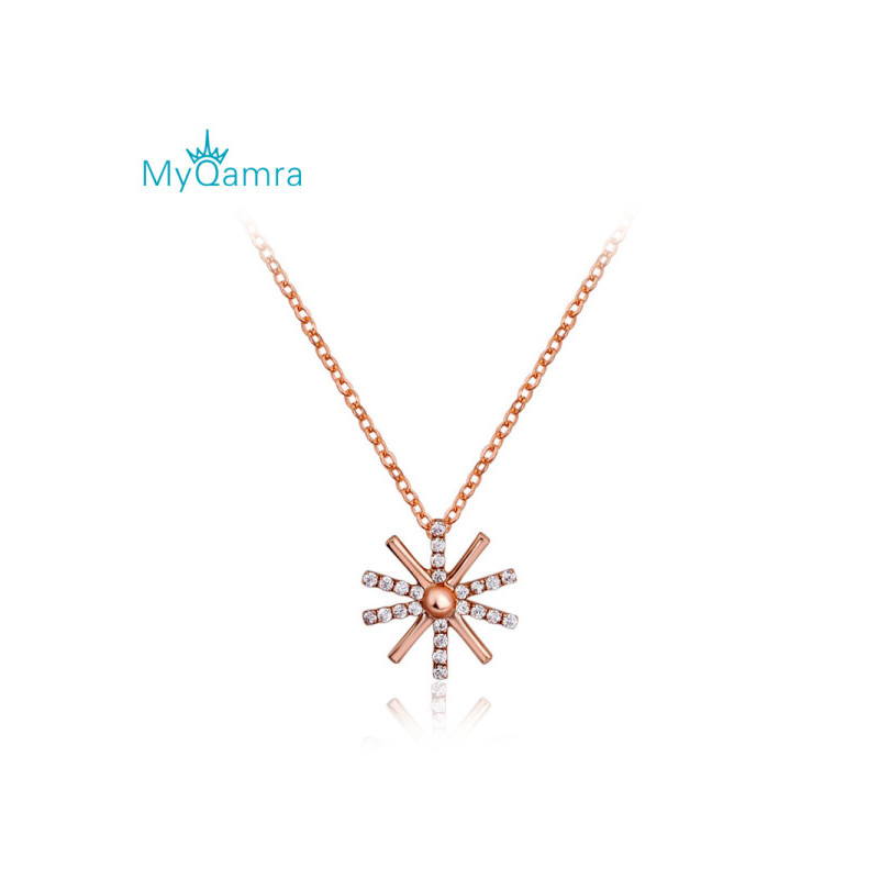MYQAMRA珠宝18K金项链女锁骨 太阳花吊坠日韩版生日礼物送女友