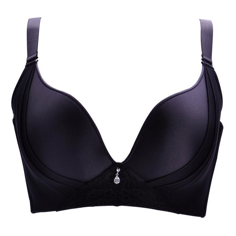 meisee/美思性感光面内衣无钢圈聚拢文胸舒适无痕收副乳女士胸罩