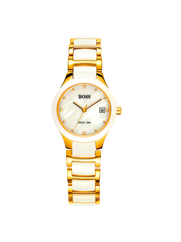 boss手表陶瓷表女士防水手表时尚超薄腕表