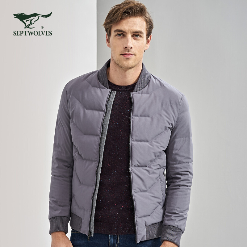 七匹狼羽绒服2017冬季青年男士棒球领轻薄款羽绒服休闲外套男装
