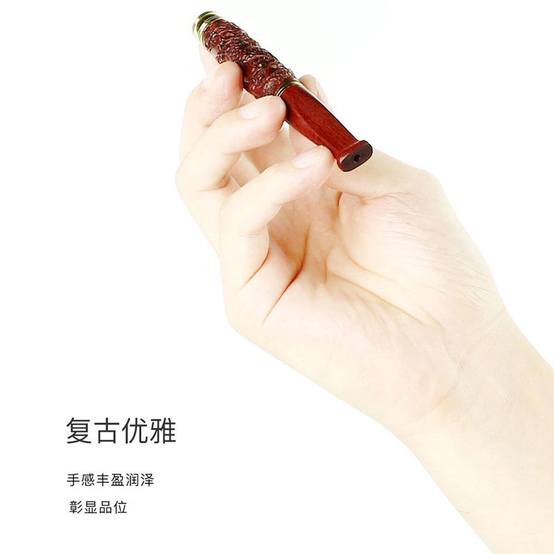 悦木之源 天然实木雕刻雕龙烟嘴 黄杨木