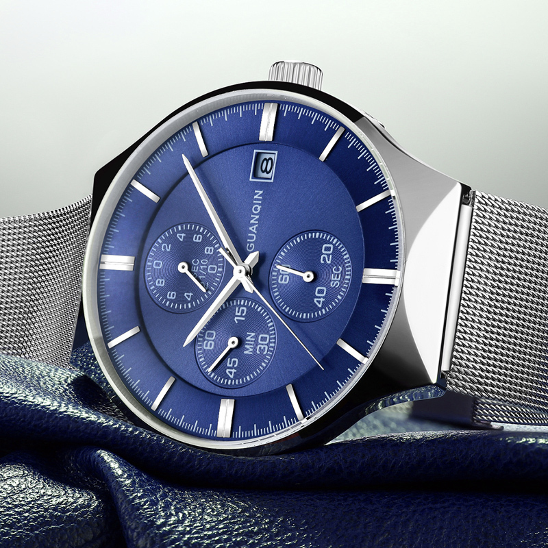 冠琴正品男士防水运动手表夜光时尚潮流石英商务男表网带腕表