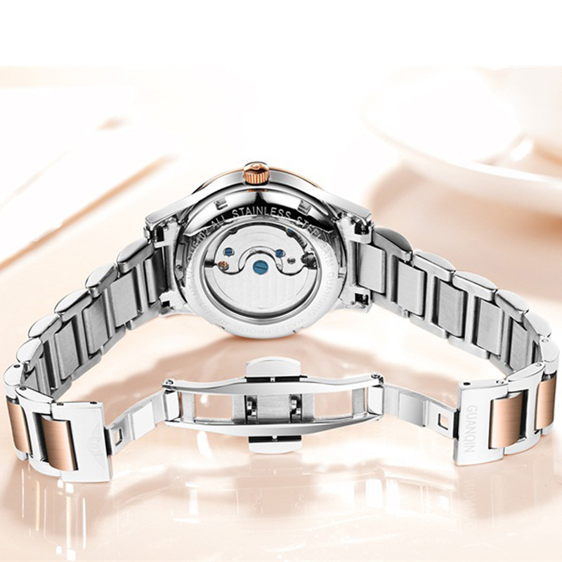 冠琴正品手表女士机械表全自动镂空防水夜光潮流2017新款学生时尚镶钻