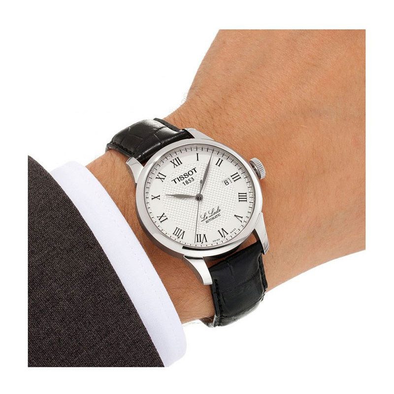 天梭(TISSOT)手表 力洛克系列机械男士手表时尚商务瑞士腕表 白盘皮带T41.1.423.33