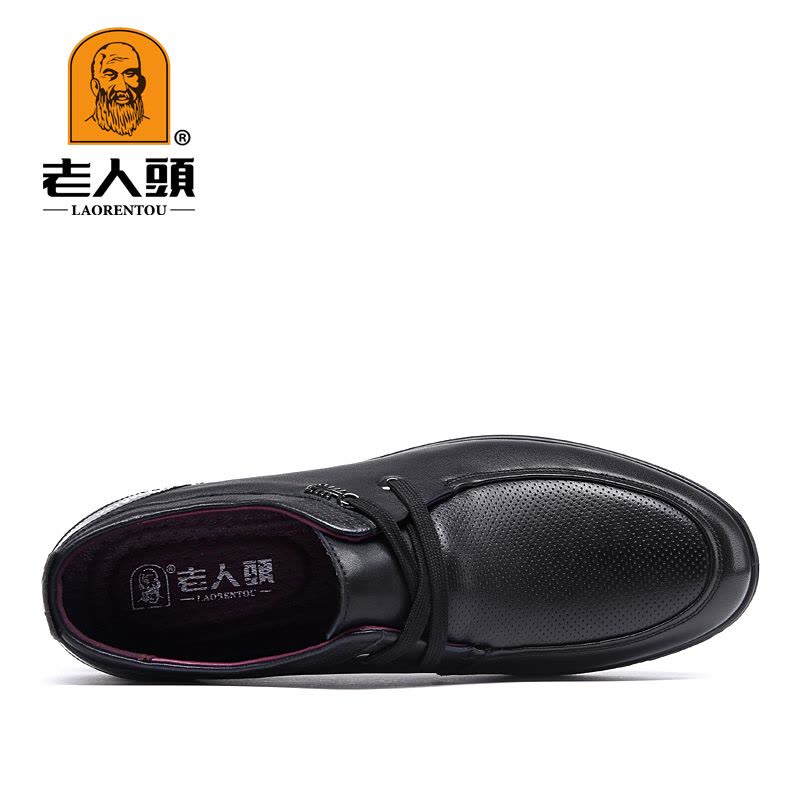 老人头皮鞋秋季百搭柔软商务休闲鞋轻质舒适头层牛皮男鞋图片