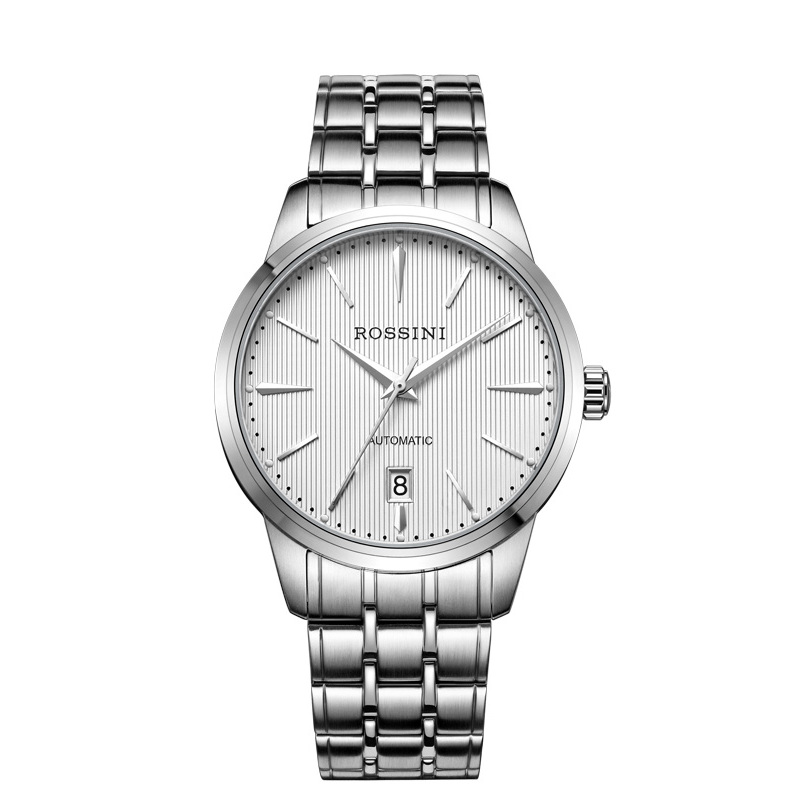 罗西尼rossini男士手表雅尊商务系列休闲时尚日历金属钢带机械表男表