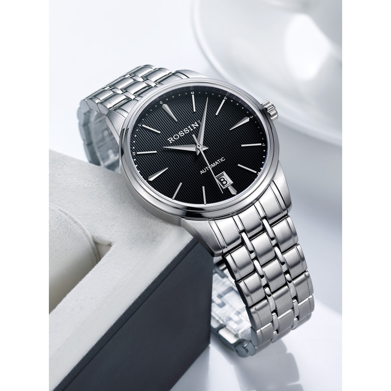 罗西尼rossini男士手表雅尊商务系列休闲时尚日历金属钢带机械表男表