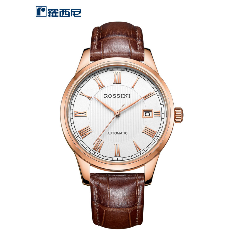 罗西尼rossini自动机械男士手表时尚休闲商务百搭皮革表带机械表男表