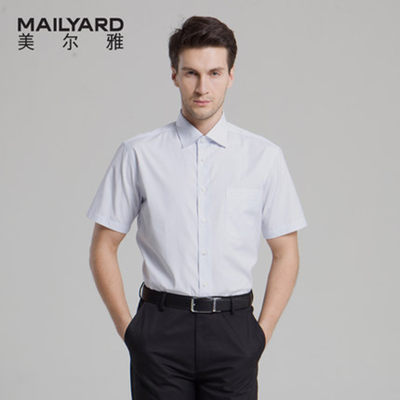 美尔雅（MAILYARD）短袖衬衫男 商务男士免烫衬衣 男式条纹衬衣 093