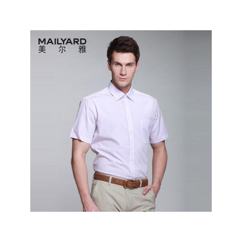 美尔雅（MAILYARD）男士短袖衬衫 商务衬衫 男式时尚休闲格子棉衬衣 155