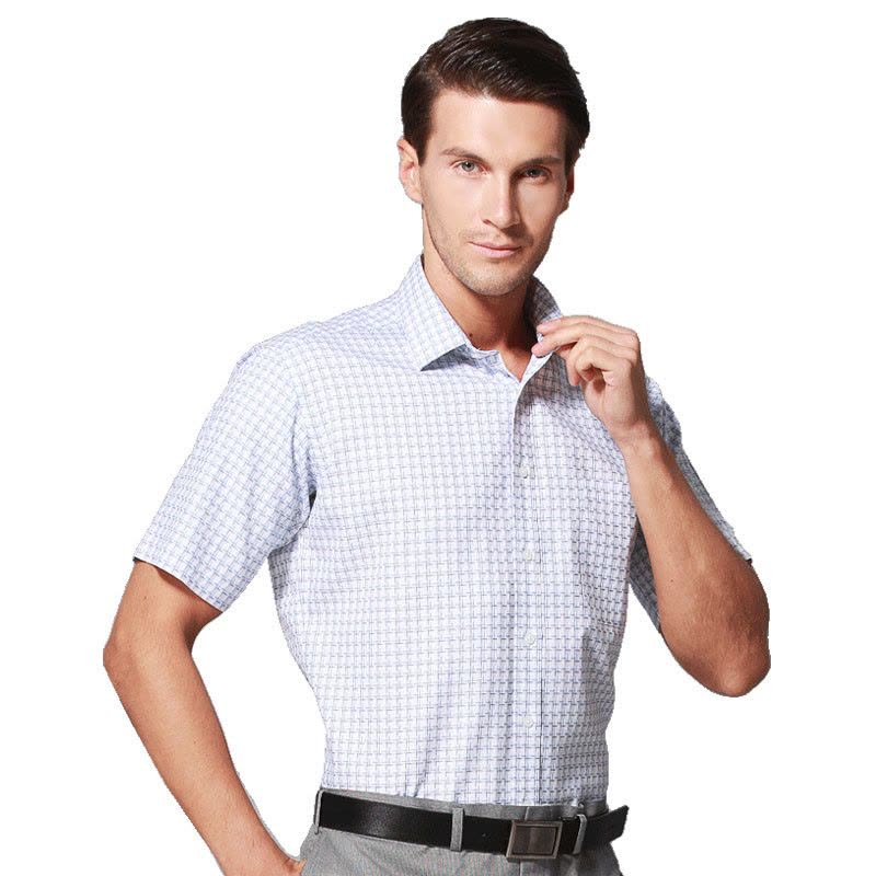 美尔雅（MAILYARD）短袖衬衫男 纯棉商务男士衬衣 时尚休闲男式条纹短衬 217图片