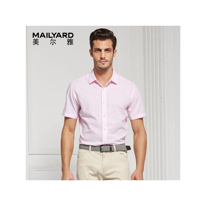 美尔雅（MAILYARD）短袖衬衫男夏季新 男式休闲亚麻短袖衬衣 韩版修身 265