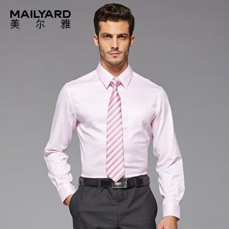 美尔雅（MAILYARD）男士长袖衬衫新款百搭商务休闲男士衬衫 412 粉红色