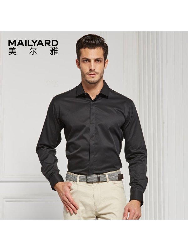 美尔雅（MAILYARD）男装长袖衬衫 男士商务休闲衬衣 修身打底净面上衣 459