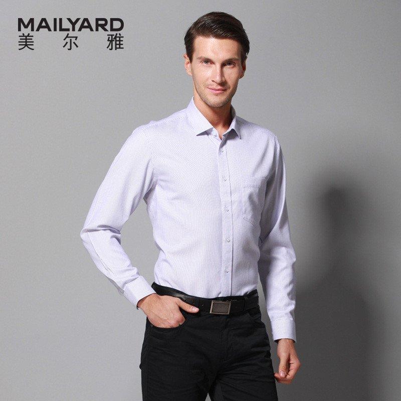 美尔雅(MAILYARD)长袖衬衫 纯棉商务休闲男士衬衣 男式职业装长衬 384