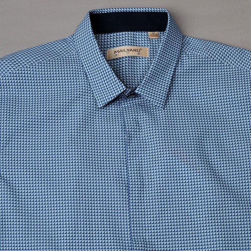 美尔雅（MAILYARD）长袖衬衫男 春季新款时尚休闲长衬 潮流格纹衬衣 462 浅蓝色