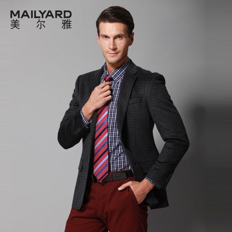 美尔雅mailyard西服单件男羊毛商务休闲男士西装绒面男式单西上衣302