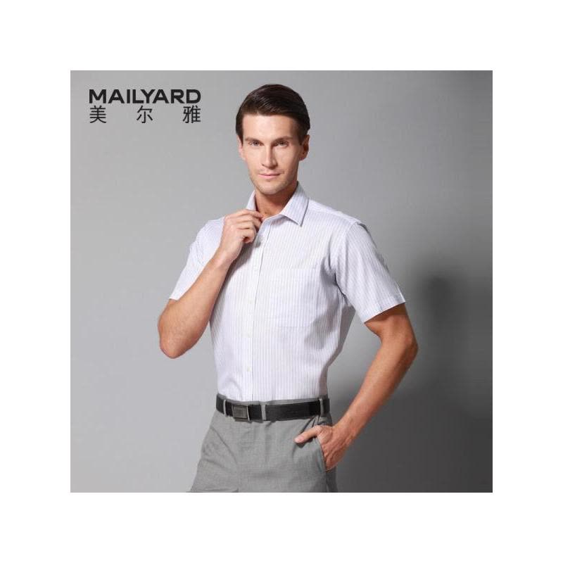 美尔雅（MAILYARD）短袖衬衫男 纯棉商务修身男士衬衣 男式休闲条纹短衬衣 223图片