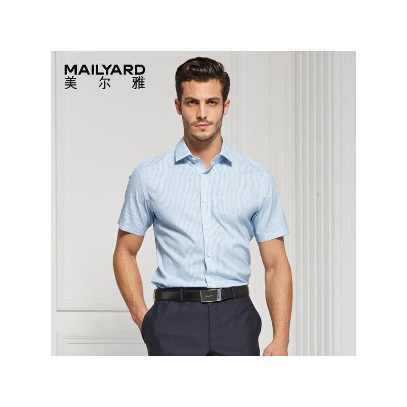 美尔雅（MAILYARD）短袖衬衫男 纯棉免烫男式衬衫 男士商务休闲职业衬衣 254