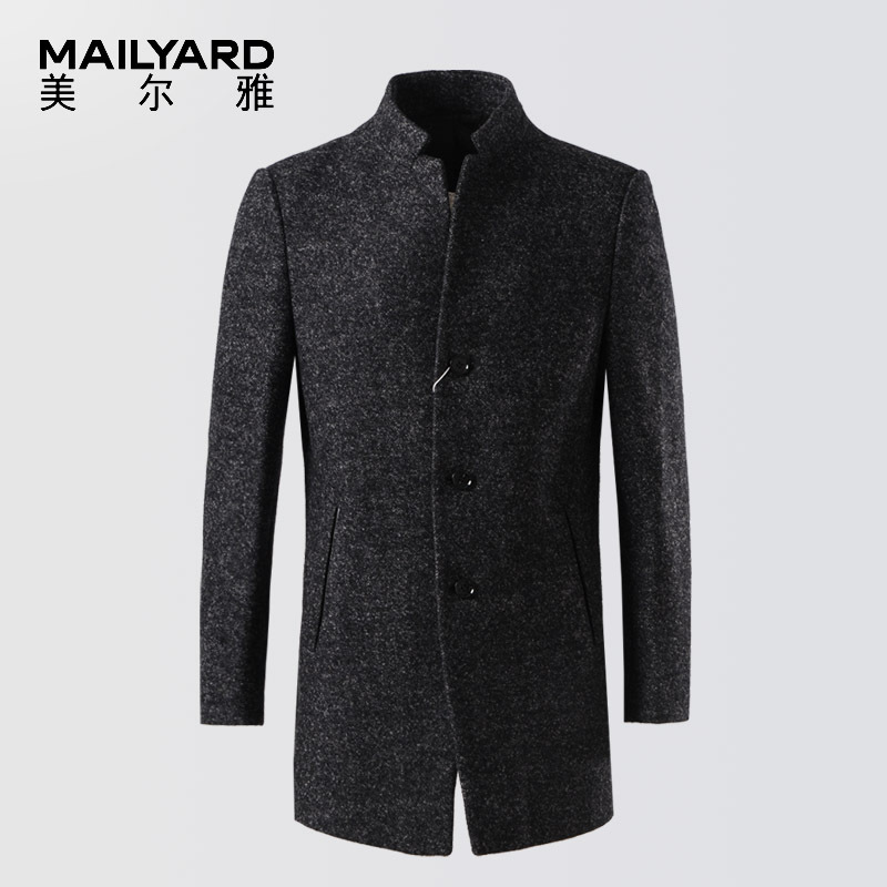 美尔雅(MAILYARD)男装短套 单排扣商务立领男式羊毛呢大衣外套 094